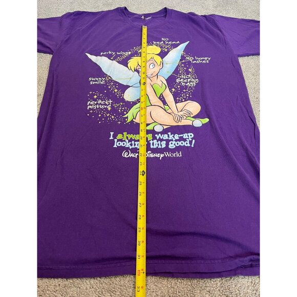 Vtg Walt Disney World Purple TinkerBell Graphic T-Shirt Size XXL / 3X Sleep - Picture 5 of 6